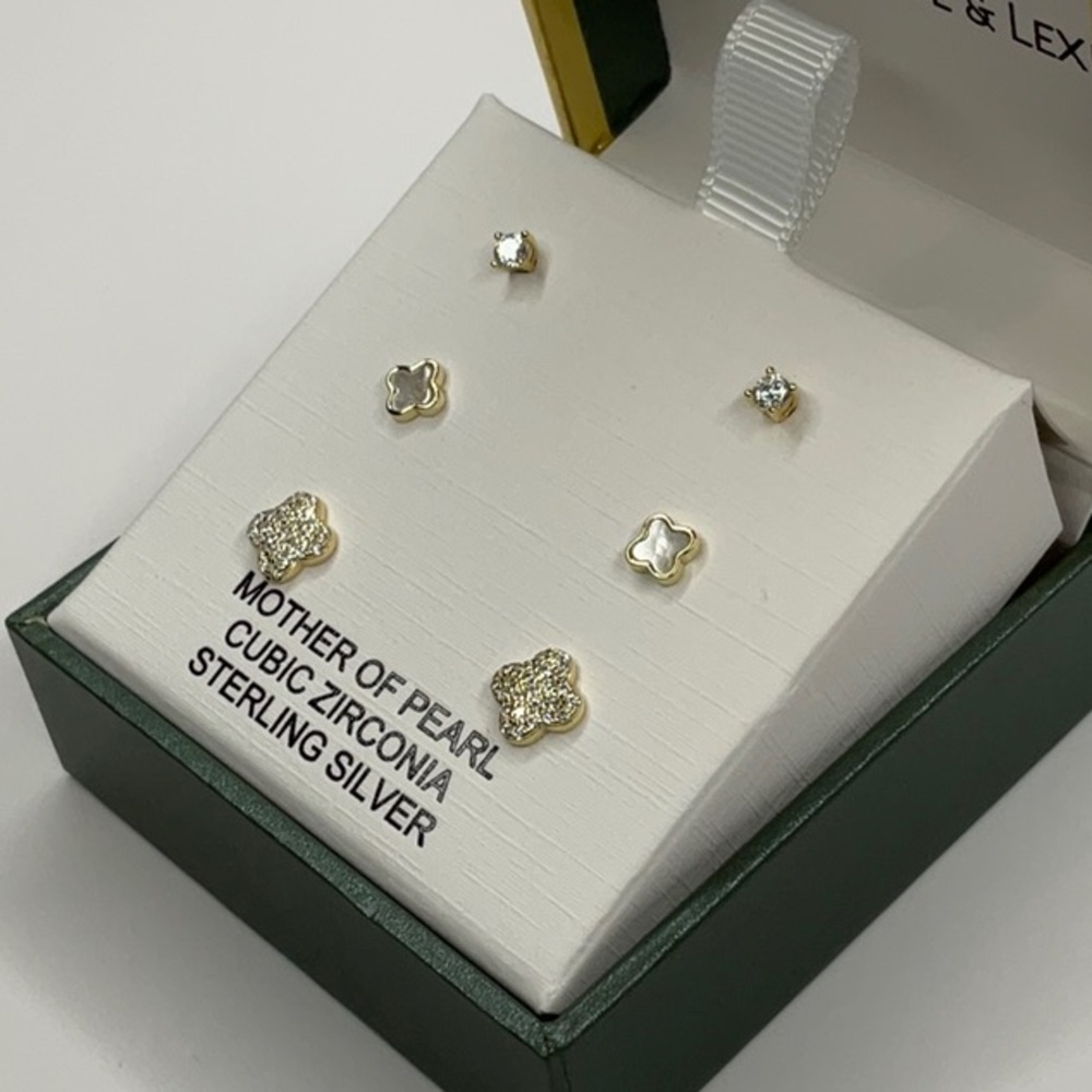 Sterling Silver and Gold Earrings Set
